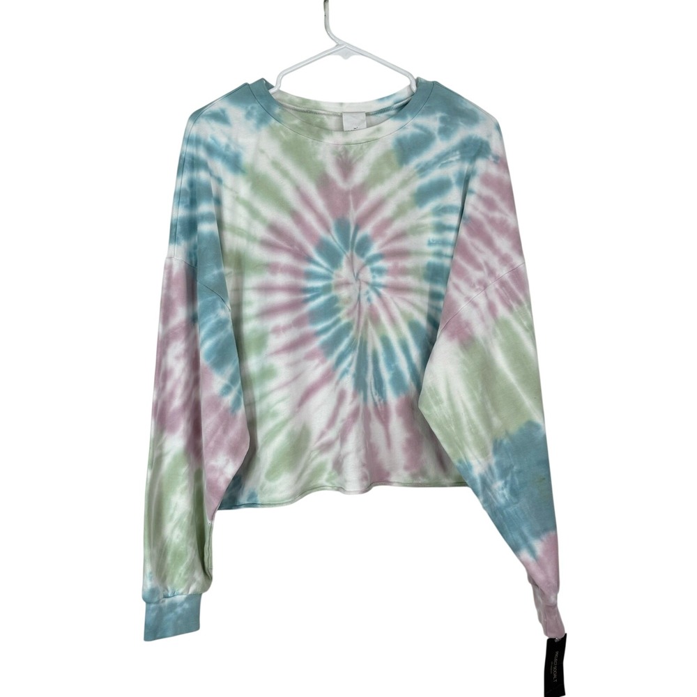 Project Social Tye Dye Cropped Top Sweatshirt SMALL Hippie Casual Lounge Relaxed